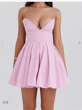 house of cb selena ruffle trim strapless satin mini dress Clothing : Bodycon Dresses : 'Selena' Ivory Satin Ruffle Strapless Dress